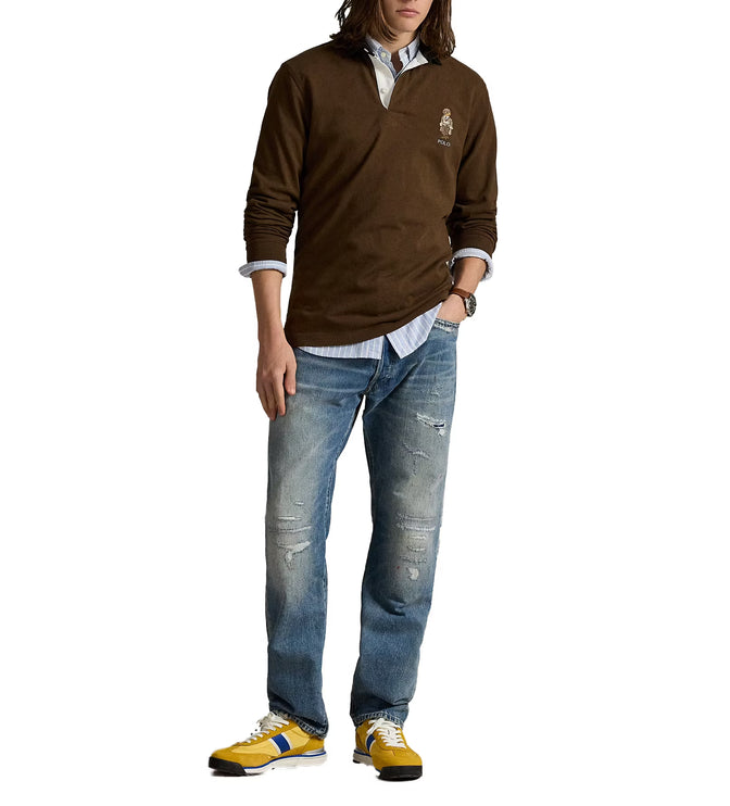 Polo Ralph Lauren Men's  Classic Fit Polo Bear Rugby Shirt Brach Brown