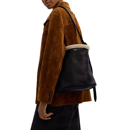 Coach Women's Bleecker Bucket Bag In Shearling Brass/Black Natural