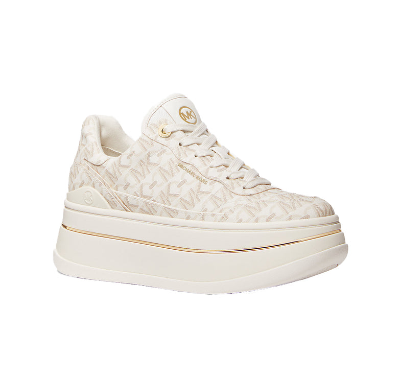 Michael Kors Women's Hayes Empire Signature Logo Platform Sneaker Vanilla