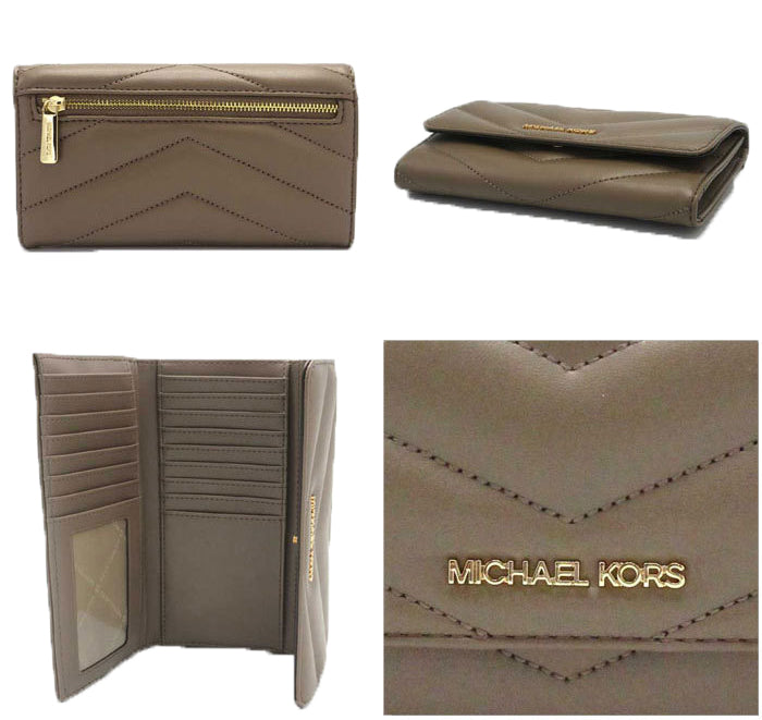 Michael Kors Women's Jet Set Travel Soft Quilted Leather Large Trifold Wallet Dusk - Hemen Kargoda