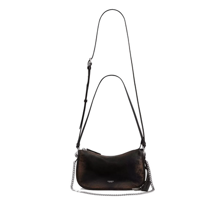 Coach Women's Waverly Bag In Loved Leather Silver/Black Brown
