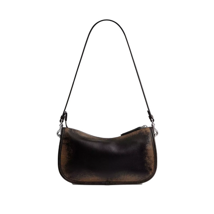 Coach Women's Waverly Bag In Loved Leather Silver/Black Brown