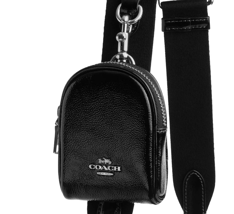 Coach Women's Teri Hobo Bag With Pouch Crinkle Leather Black/Silver