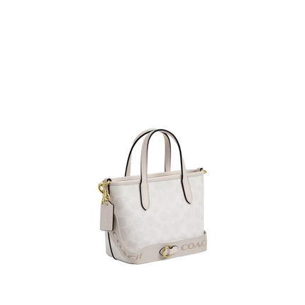 Coach Women's City Mini Tote Bag In Signature Canvas Gold/White/Chalk