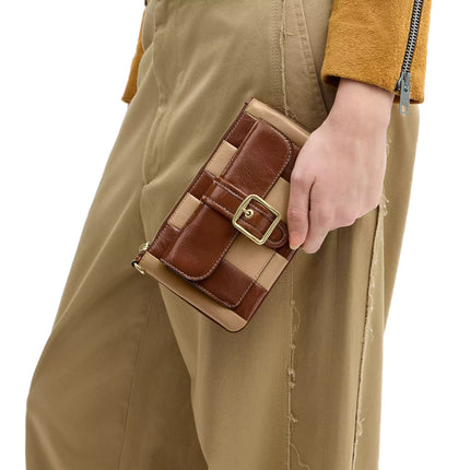 Coach Women's Ashton Wristlet With Striped Patchwork Gold/Redwood Multi