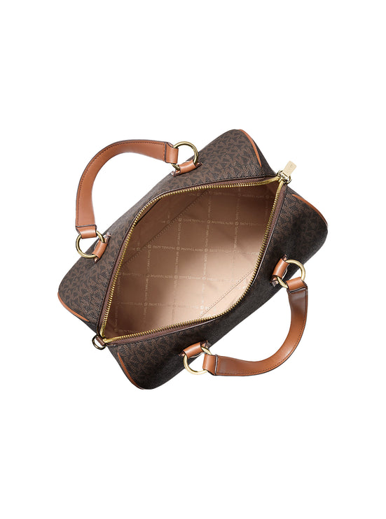 Michael Kors Women's Grayson Medium Signature Logo Duffel Bag Brown/Gold
