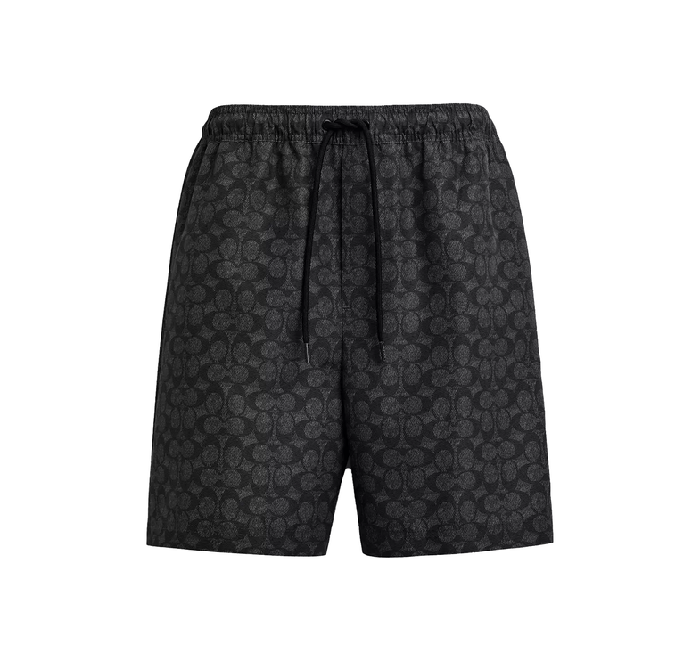 Coach Men's Signature Swim Trunks In Recycled Polyester Charcoal Signature