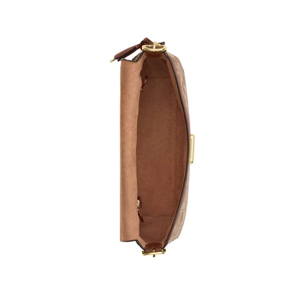 Coach Women's Etta Small Flap Shoulder Bag In Signature Chenille Gold/Light Khaki/Vintage Brown