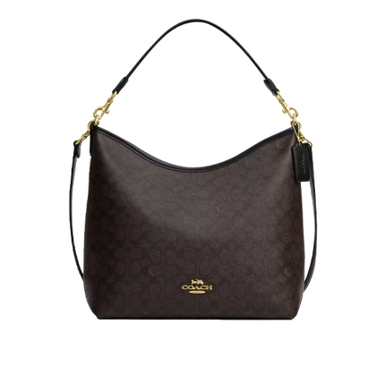 Coach Women's Laurel Large Shoulder Bag In Signature Canvas Gold/Walnut/Black