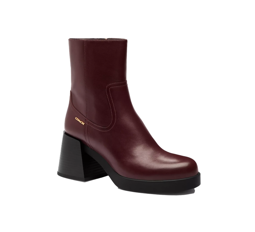 Coach Women's Block Heel Boot Dark Wine