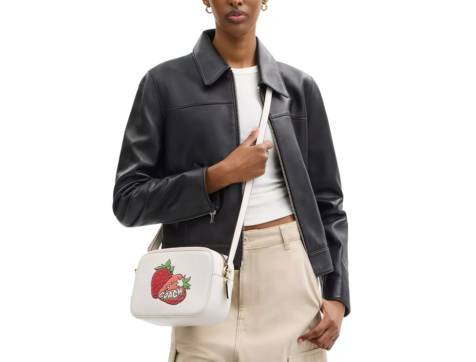 Coach Women's Jamie Camera Bag With Strawberry Graphic Gold/Chalk Multi