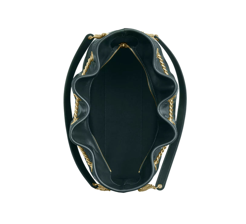 Coach Women's Evelyn Large Shoulder Bag With Quilting Gold/Dark Teal