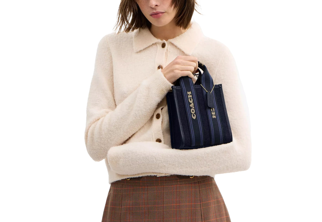 Coach Women's Smith Mini Tote Bag In Regenerative Cotton Gold/Dark Denim Gold Multi