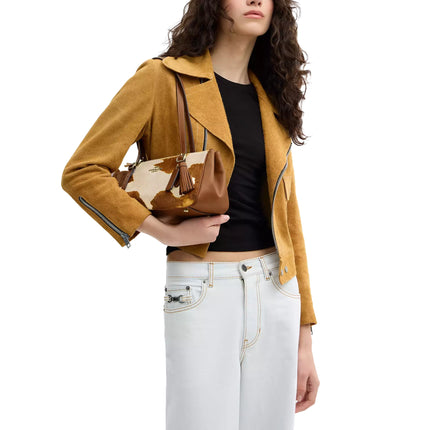Coach Women's Asher Shoulder Bag In Haircalf With Cow Print Gold/Cow Multi