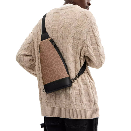 Coach Unisex Dominic Sling Pack In Signature Canvas Qb/Tan/Black