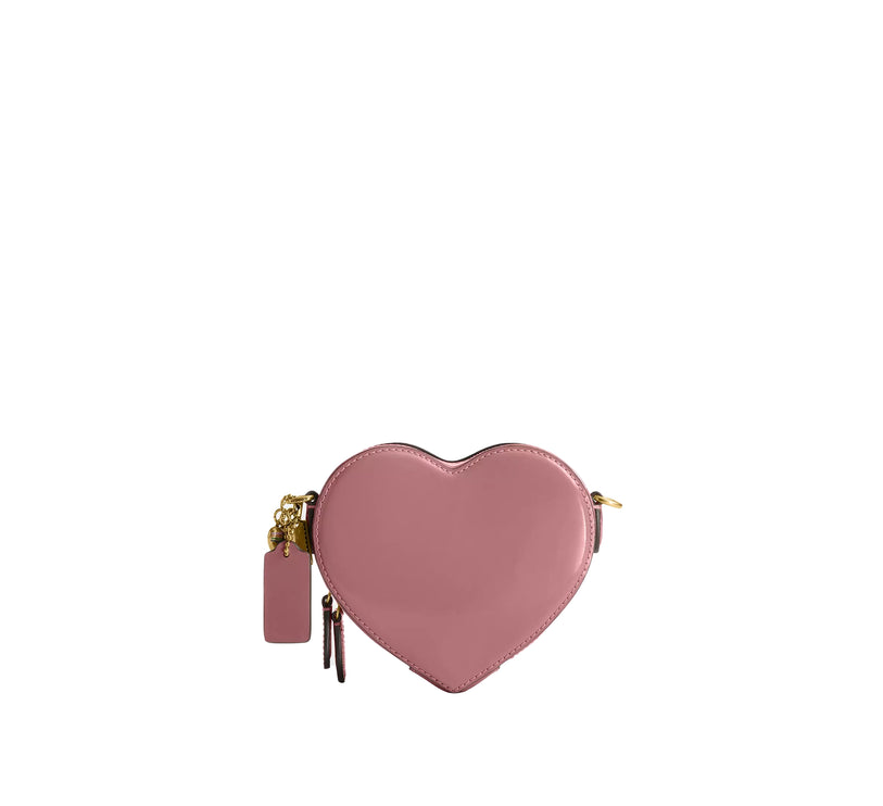 Coach Women's Heart Crossbody Bag 14 With Charms Brass/Peony