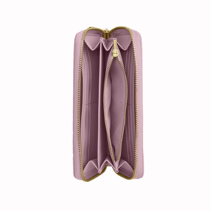 Coach Women's Long Zip Around Wallet With Quilting Gold/Carnation