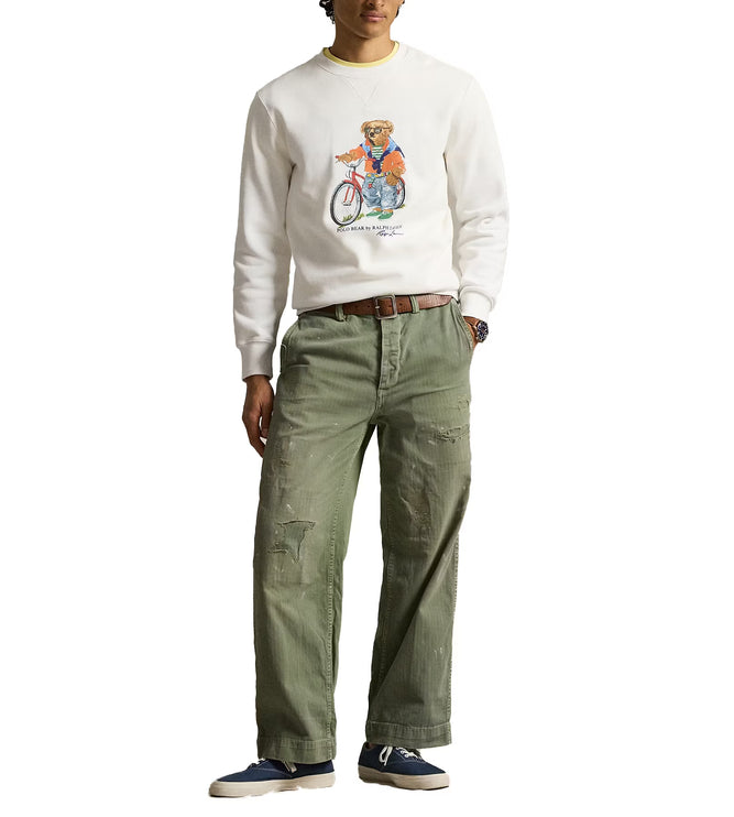 Polo Ralph Lauren Men's Polo Bear Fleece Sweatshirt White Summer Bear