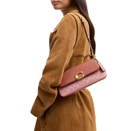 Coach Women's Jet Shoulder Bag In Signature Canvas Brass/Melon Pink