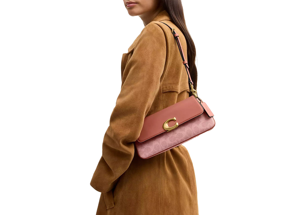 Coach Women's Jet Shoulder Bag In Signature Canvas Brass/Melon Pink