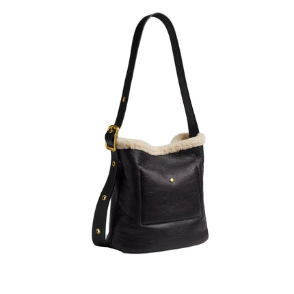 Coach Women's Bleecker Bucket Bag In Shearling Brass/Black Natural
