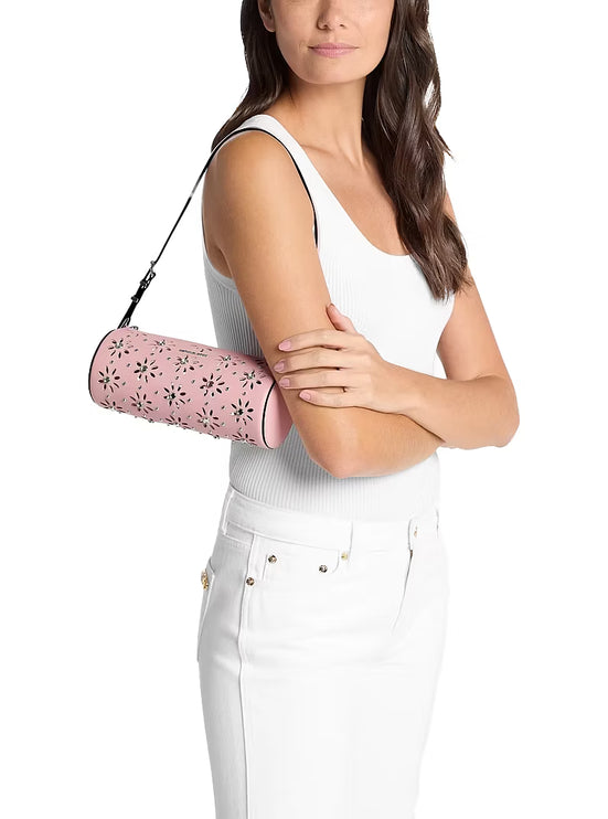 Michael Kors Women's Izzy Small Pebbled Leather Barrel Pochette Smokey Rose/Silver