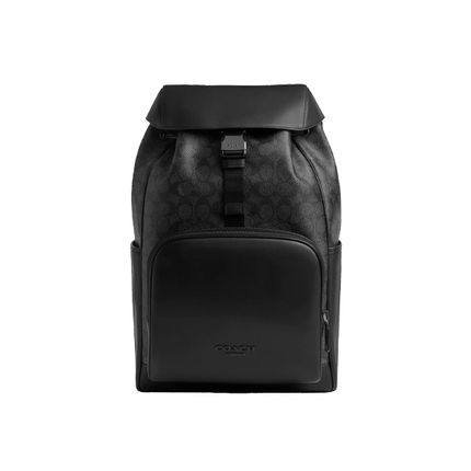 Coach Unisex Racer Backpack In Signature Gunmetal/Charcoal/Black