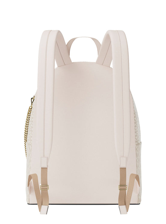 Michael Kors Women's Slater Medium Signature Logo Backpack Light Cream Multi/Gold