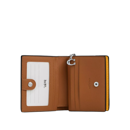 Coach Women's Snap Wallet With Floral Print Silver/Chalk/Buttercup Multi