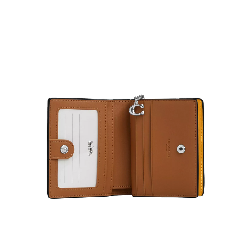 Coach Women's Snap Wallet With Floral Print Silver/Chalk/Buttercup Multi