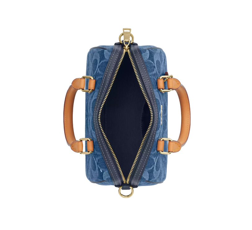 Coach Women's Mini Rowan Crossbody Bag In Signature Denim Gold/Indigo