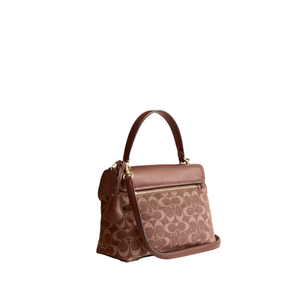 Coach Women's Emory Top Handle Bag In Signature Chenille Gold/Light Khaki/Vintage Brown