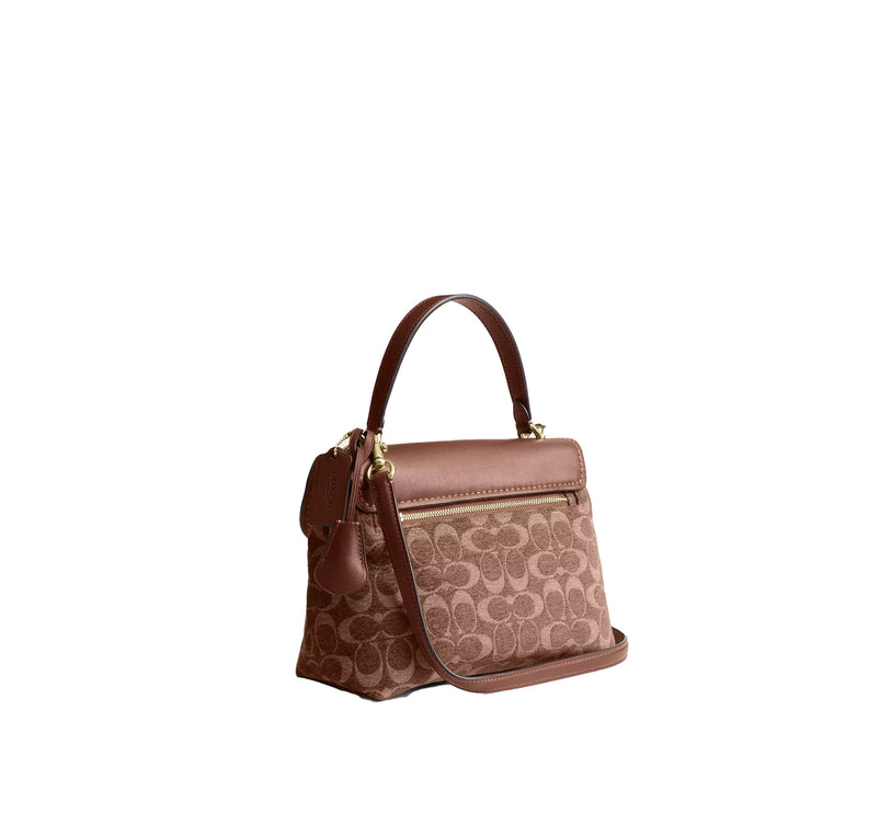 Coach Women's Emory Top Handle Bag In Signature Chenille Gold/Light Khaki/Vintage Brown