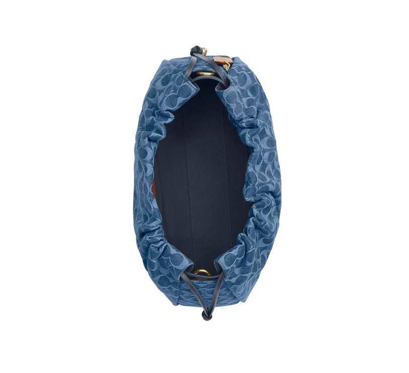 Coach Women's Faye Large Shoulder Bag In Signature Denim Gold/Indigo