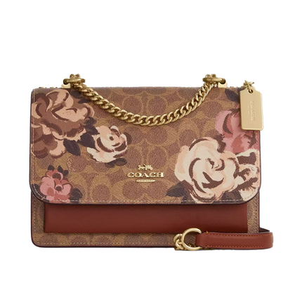 Coach Women's Klare Crossbody Bag In Signature Canvas With Rose Print Gold/Tan Multi