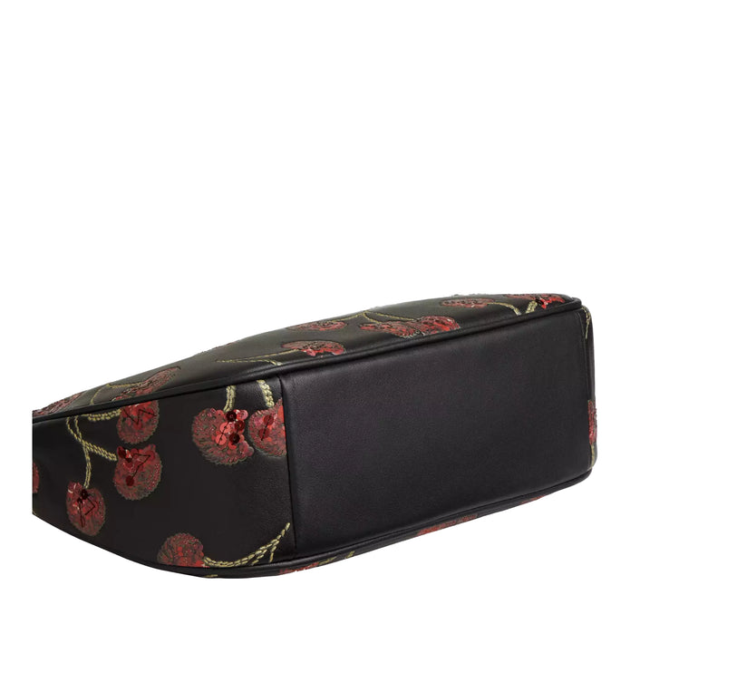 Coach Women's Teri Shoulder Bag With Cherry Print Gold/Black Multi