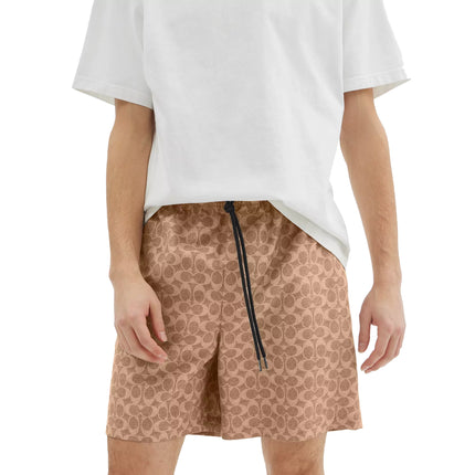 Coach Men's Signature Swim Trunks In Recycled Polyester Tan Signature