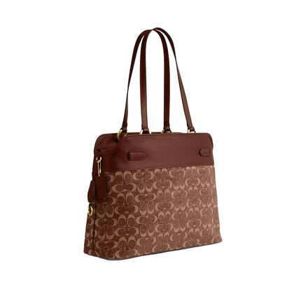 Coach Women's Easton Tote Bag In Signature Chenille Gold/Light Khaki/Vintage Brown