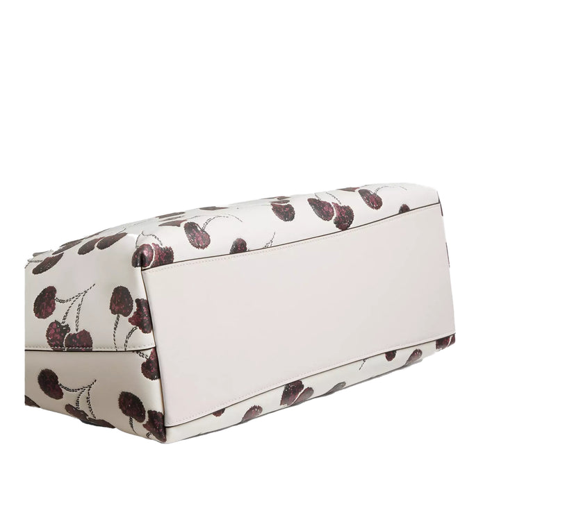 Coach Women's Station Tote Bag With Cherry Print White/Silver