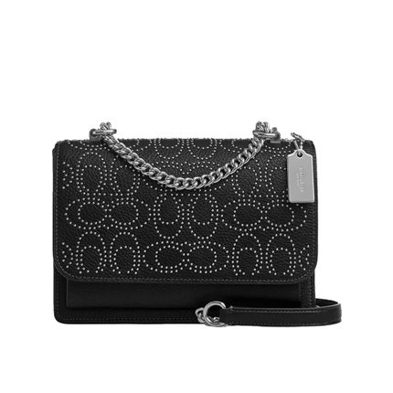 Coach Women's Klare Crossbody Bag With Signature Rivets Silver/Black - Hemen Kargoda