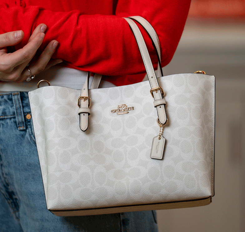Coach Women's Mollie Tote Bag 25 In Signature Canvas Gold/White/Chalk