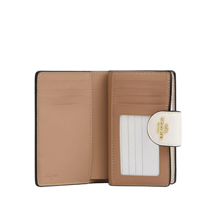 Coach Women's Medium Corner Zip Wallet In Signature Canvas Gold/White/Chalk