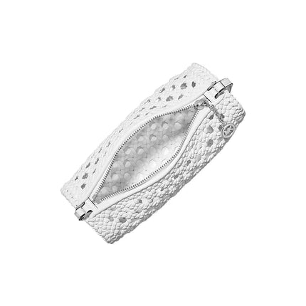 Michael Kors Women's Izzy Small Crocheted Barrel Pochette Optic White