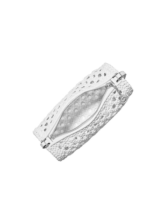 Michael Kors Women's Izzy Small Crocheted Barrel Pochette Optic White