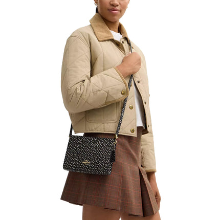 Coach Women's  Slim Crossbody Bag With Spot Print Gold/Black Multi