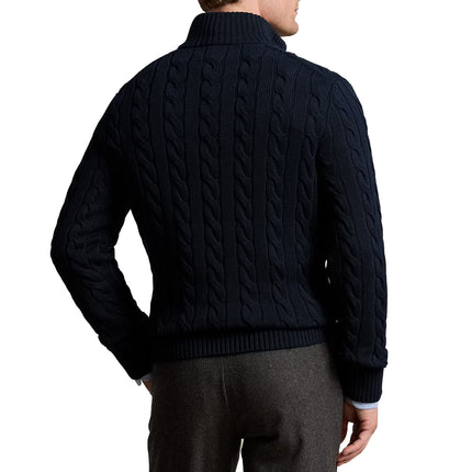 Polo Ralph Lauren Men's Cable-Knit Cotton Quarter-Zip Sweater Hunter Navy