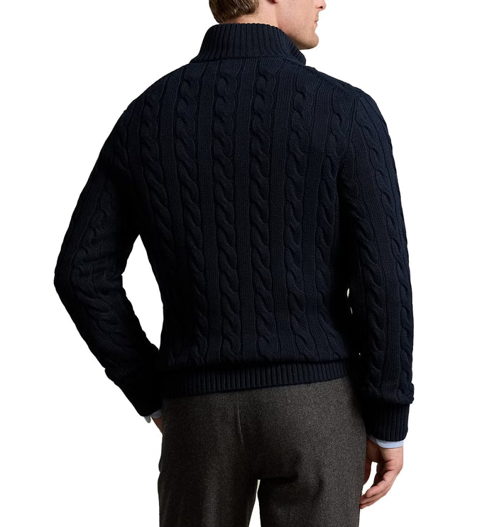 Polo Ralph Lauren Men's Cable-Knit Cotton Quarter-Zip Sweater Hunter Navy