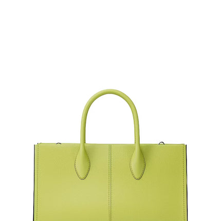 Michael Kors Women's Mirella Medium Pebbled Leather Satchel Bag Lime/Silver