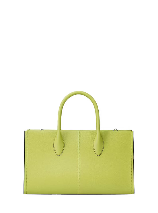 Michael Kors Women's Mirella Medium Pebbled Leather Satchel Bag Lime/Silver