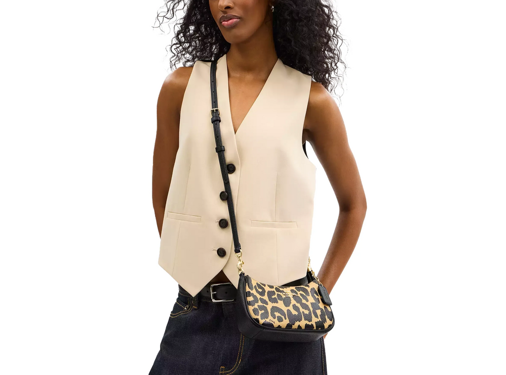 Coach Women's Teri Mini Crossbody Bag With Leopard Print Gold/Leopard Multi